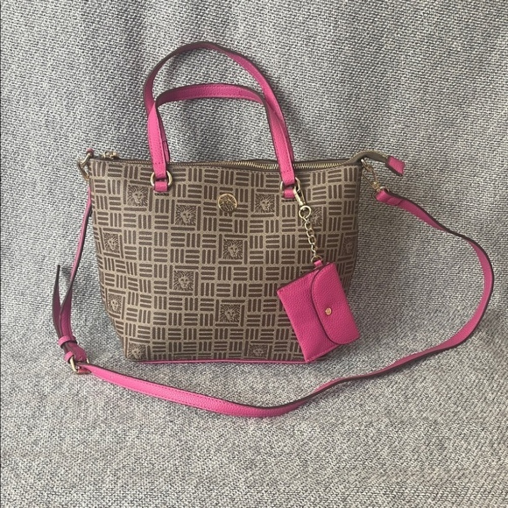 Anne Klein Brown and Pink Patterned Shoulder Bag